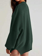 Round Neck Long Sleeve Sweater - Trendsi - Flyclothing LLC