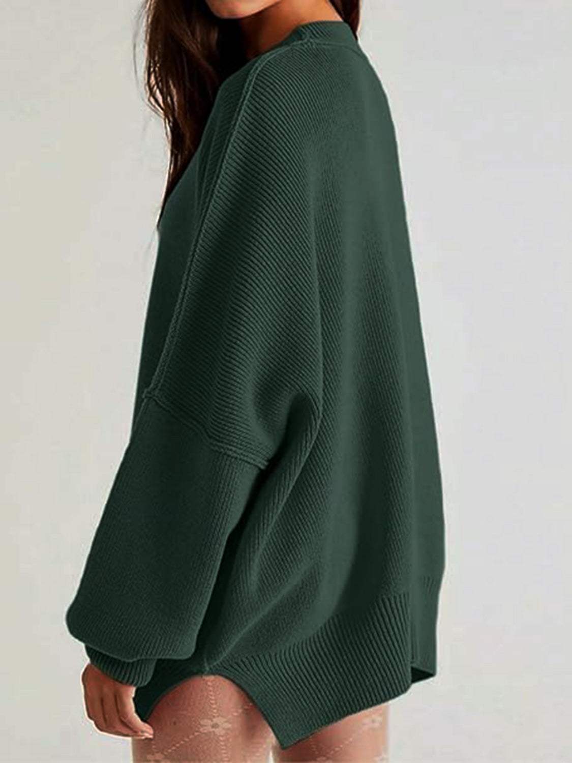 Round Neck Long Sleeve Sweater - Trendsi - Flyclothing LLC