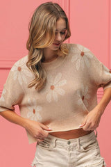BiBi Floral Pattern Slit Sweater - Trendsi - Flyclothing LLC