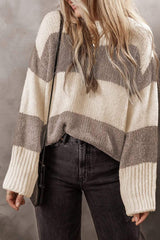 Color Block Round Neck Sweater - Trendsi - Flyclothing LLC