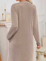 Casual Ribbed Knit Long Sleeve Dress - Trendsi - Flyclothing LLC