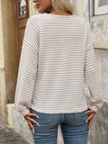 Striped V-Neck Button Front Casual Top - Trendsi - Flyclothing LLC