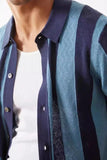Men's Plus Size Striped Button Down Short Sleeve Shirt - Trendsi