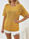 Round Neck Half Sleeve Knit Top - Trendsi - Flyclothing LLC