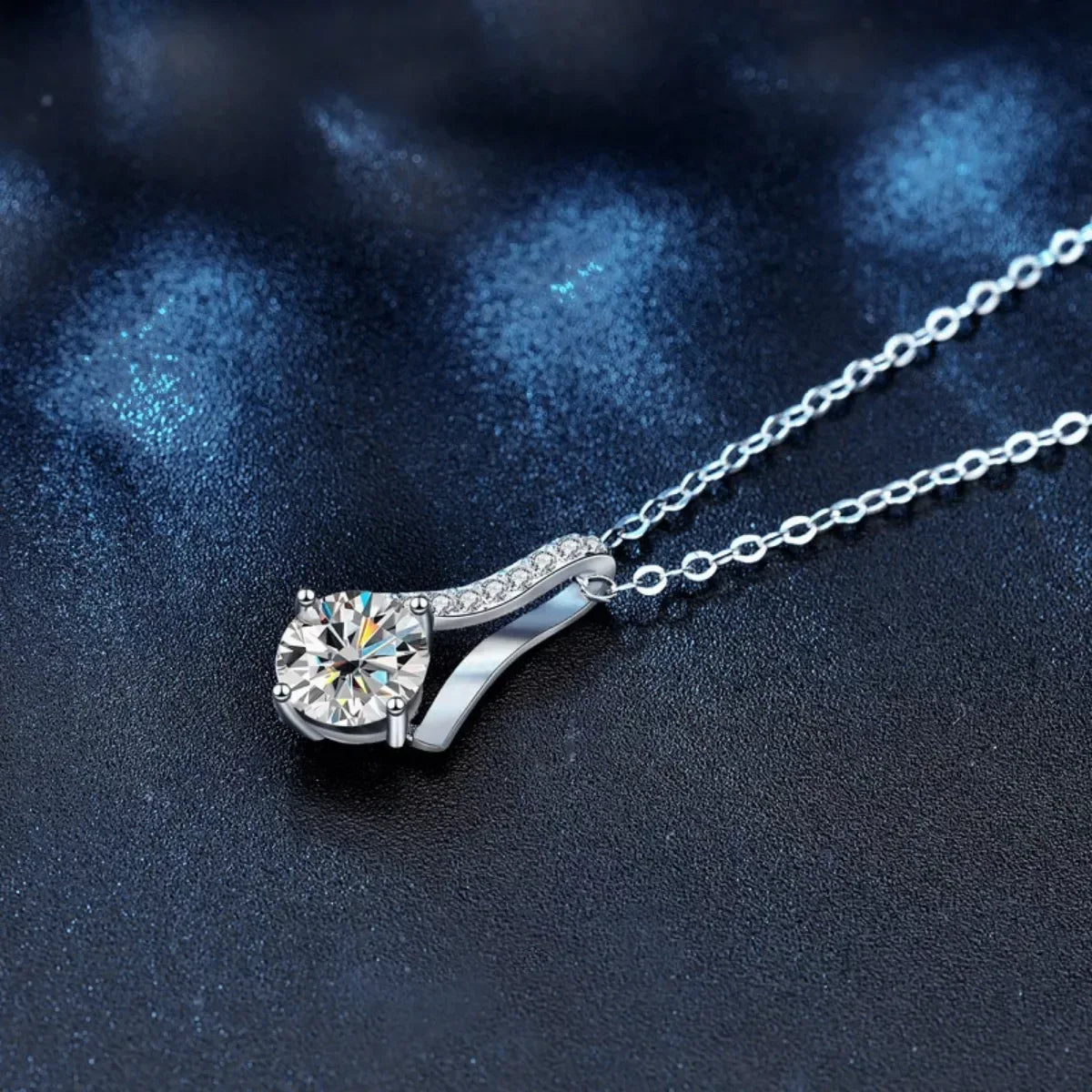 1 Carat Moissanite 925 Sterling Silver Necklace - Trendsi - Flyclothing LLC