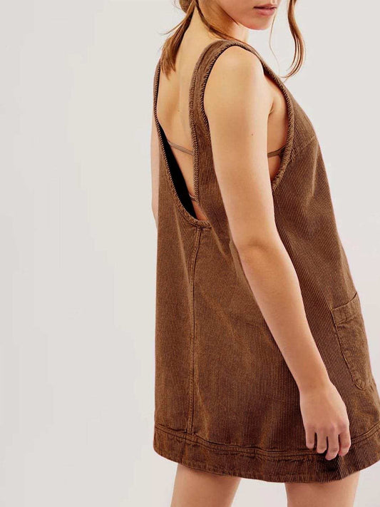 Mandy Round Neck Wide Strap Mini Dress with Pockets - Trendsi - Flyclothing LLC