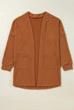 Textured Pocketed Open Front Long Sleeve Cover Up - Trendsi - Flyclothing LLC