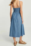 Button Front Denim Cami Dress - Trendsi