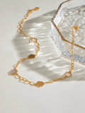Stainless Steel White Mother-Of-Pearl Flower Necklace - Trendsi