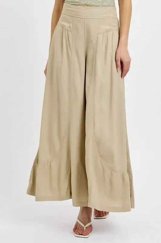 RISEN Shirring Detail Wide Leg Pants - Trendsi - Flyclothing LLC