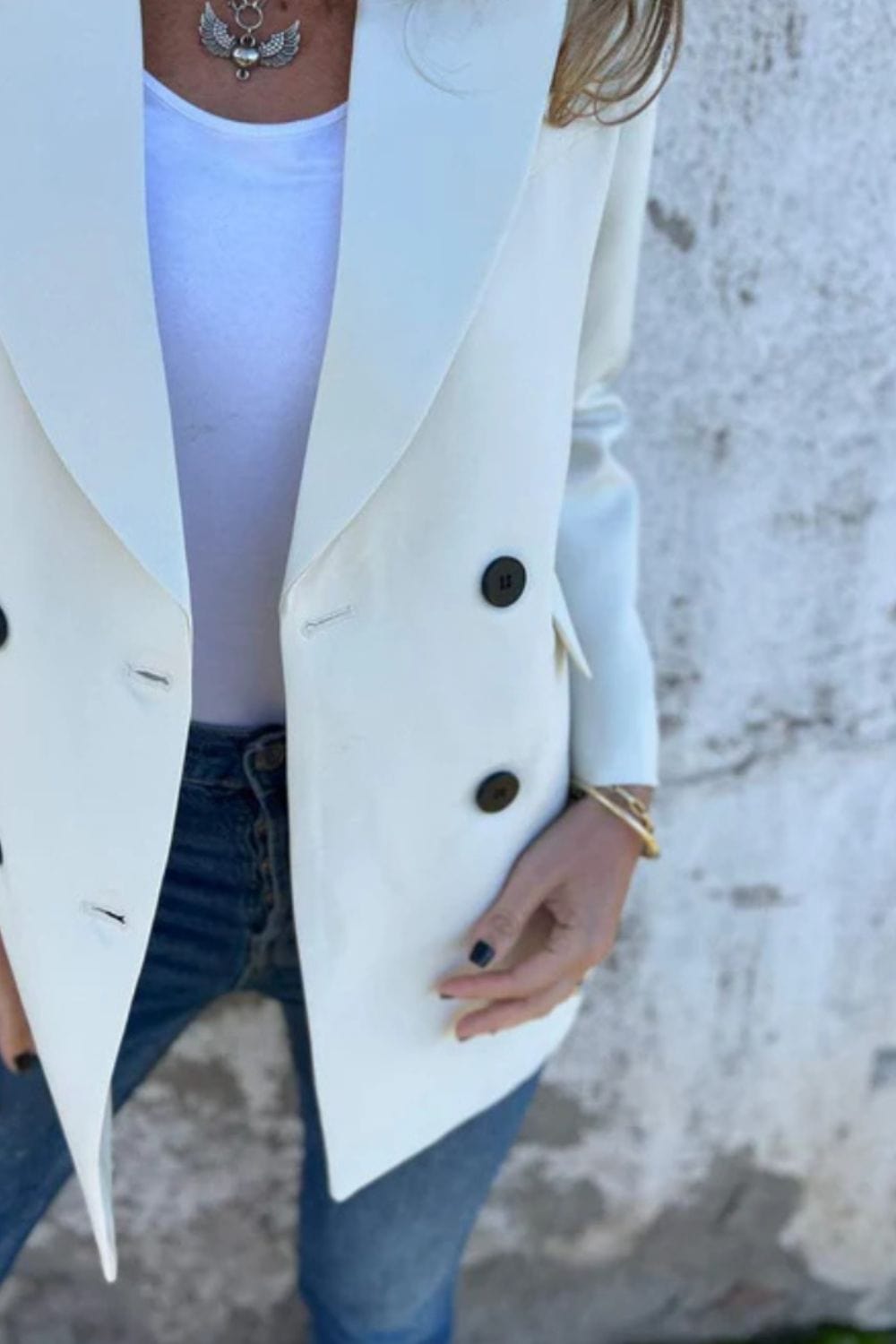 Full Size Collared Neck Long Sleeve Blazer - Trendsi