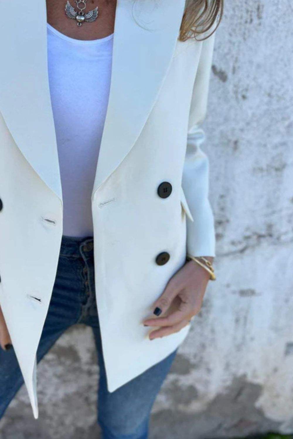 Full Size Collared Neck Long Sleeve Blazer - Trendsi - Flyclothing LLC