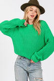 SAGE + FIG Round Neck Drop Shoulder Sweater - Trendsi