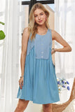 ADORA Decorative Button Sleeveless Babydoll Dress - Trendsi