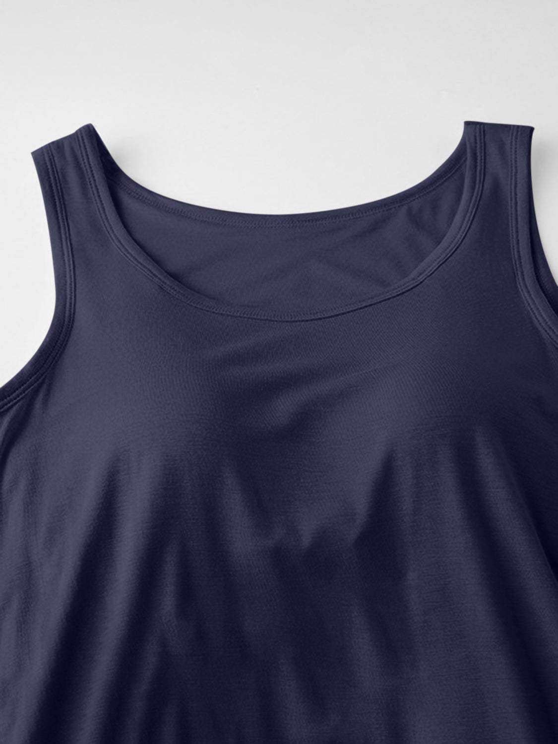 Round Neck Wide Strap Mini Tank Dress with Bra - Trendsi - Flyclothing LLC