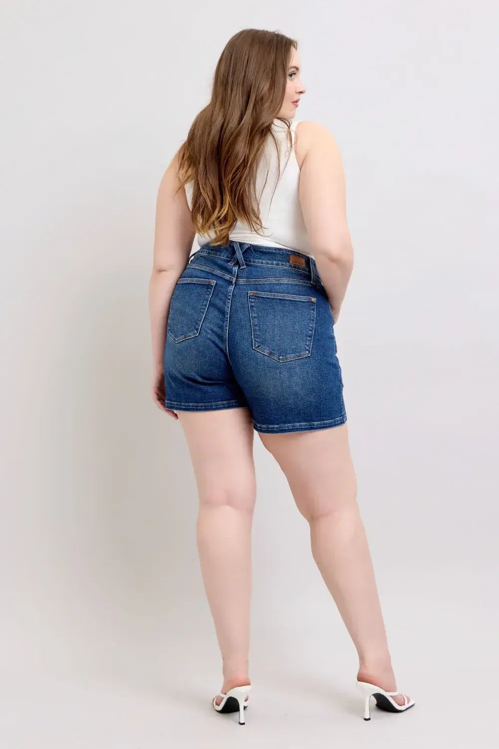 Judy Blue Full Size Double Button Waistband Denim Shorts Plus Size - Trendsi - Flyclothing LLC