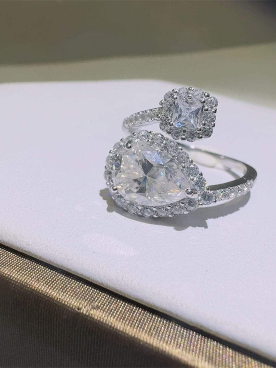 2 Carat Moissanite 925 Sterling Silver Bypass Ring - Trendsi - Flyclothing LLC