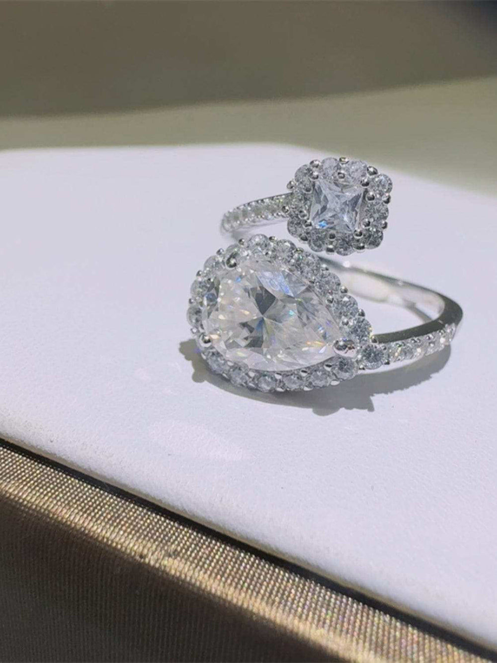 2 Carat Moissanite 925 Sterling Silver Bypass Ring - Trendsi - Flyclothing LLC