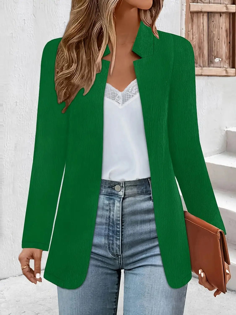 Open Front Long Sleeve Jacket - Trendsi