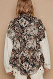 POL Contrast Sleeves Button Down Floral Jacquard Shirt - Trendsi