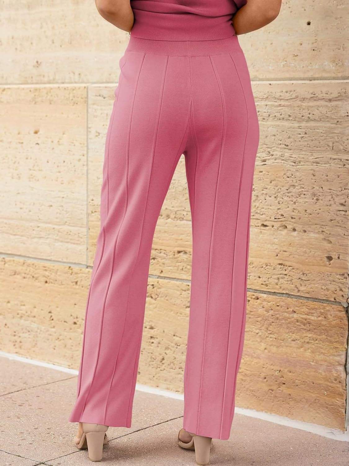 Round Neck Cap Sleeve Top and Pants Knit Set - Trendsi - Flyclothing LLC