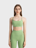Millennia Crisscross Back Scoop Neck Active Cami with Detachable Chest Pads - Trendsi - Flyclothing LLC