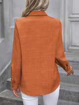 Button Up Collared Neck Long Sleeve Shirt - Trendsi - Flyclothing LLC