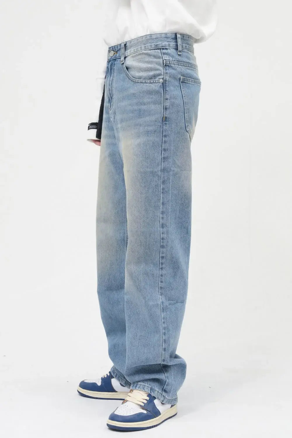 Washed Mid Rise Jeans with Pockets - Trendsi - Flyclothing LLC