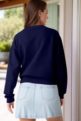 Round Neck Long Sleeve Sweatshirt - Trendsi - Flyclothing LLC
