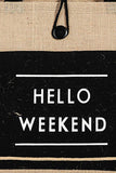 Fame Hello Weekend Burlap Tote Bag - Trendsi - Flyclothing LLC