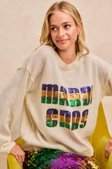 BiBi Mardi Gras Sequin Lattering Knit Top - Trendsi - Flyclothing LLC