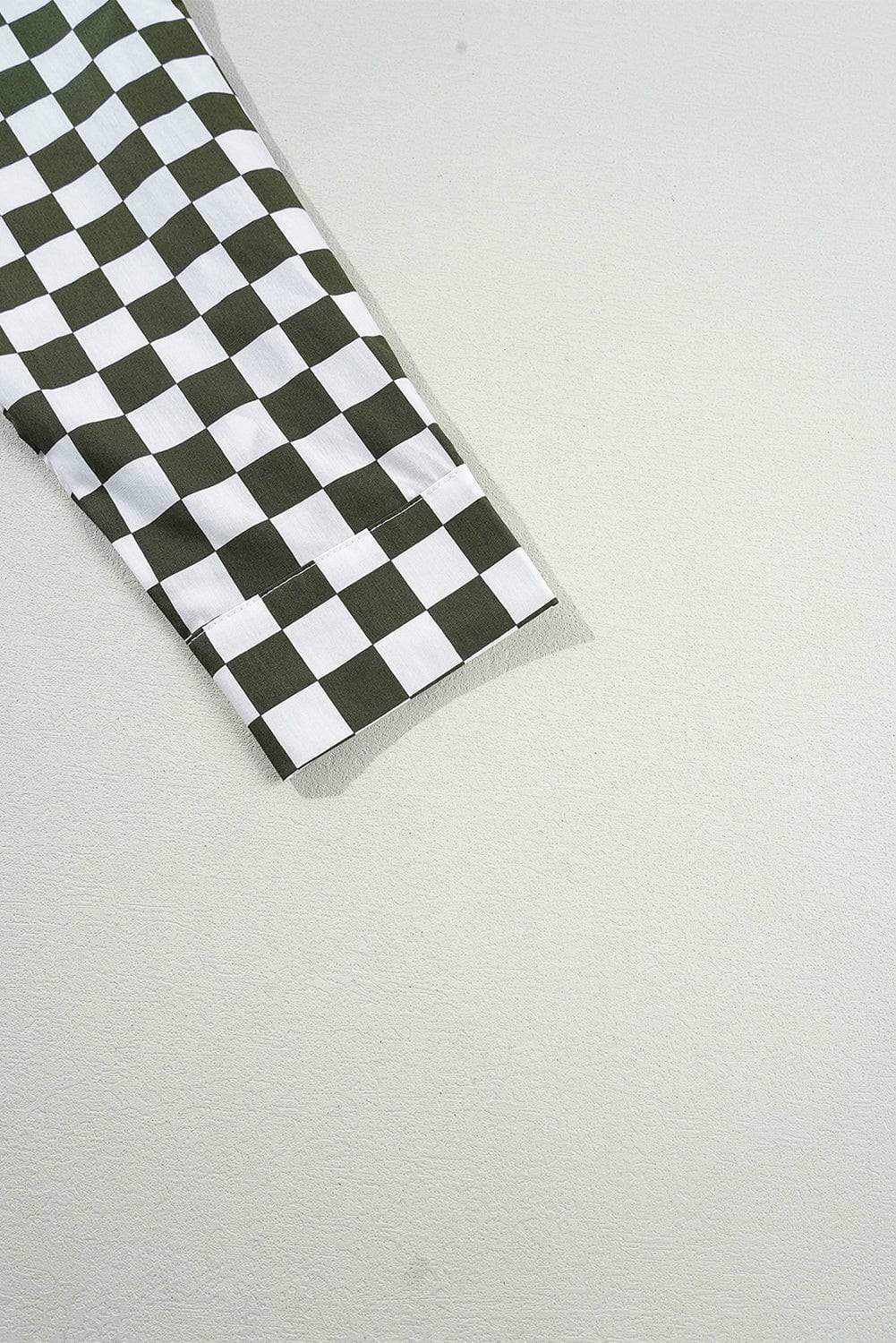 Checkered Collared Neck Long Sleeve Shirt - Trendsi - Flyclothing LLC