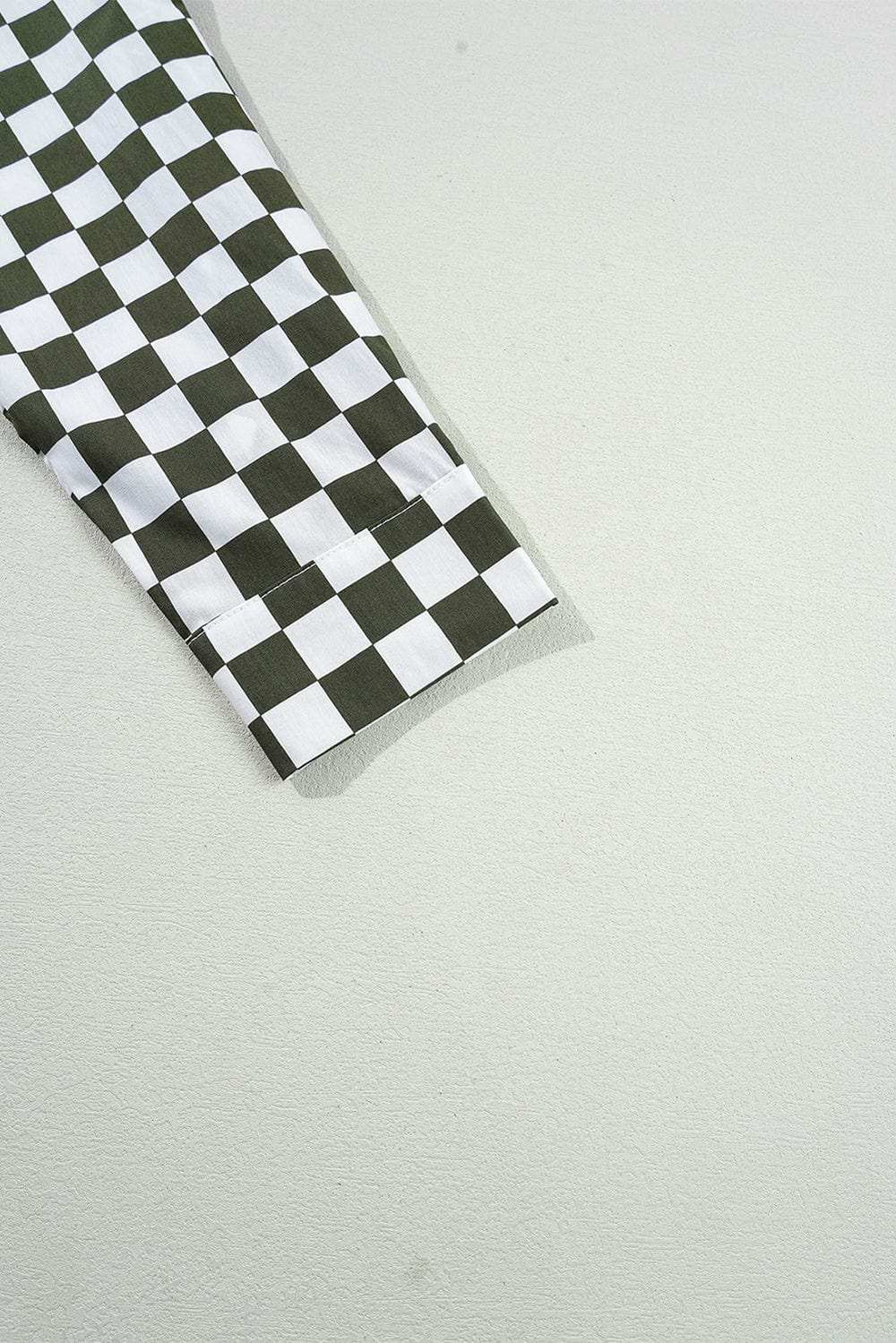 Checkered Collared Neck Long Sleeve Shirt - Trendsi - Flyclothing LLC