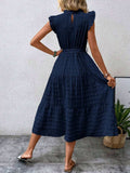 Tied Ruffled Cap Sleeve Midi Dress - Trendsi - Flyclothing LLC