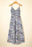 Paisley Print Twist Detail Smocked Back Spaghetti Straps Dress - Trendsi
