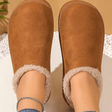 Plush Lined Round Toe Slippers - Trendsi - Flyclothing LLC