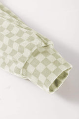 Checkered Print Kangaroo Pocket Drawstring Hoodie - Trendsi - Flyclothing LLC