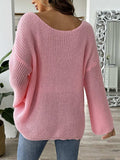 Heart Boat Neck Dropped Shoulder Sweater - Trendsi - Flyclothing LLC