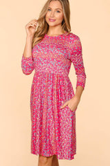 Haptics Round Neck Floral Dress with Pockets - Trendsi - Flyclothing LLC