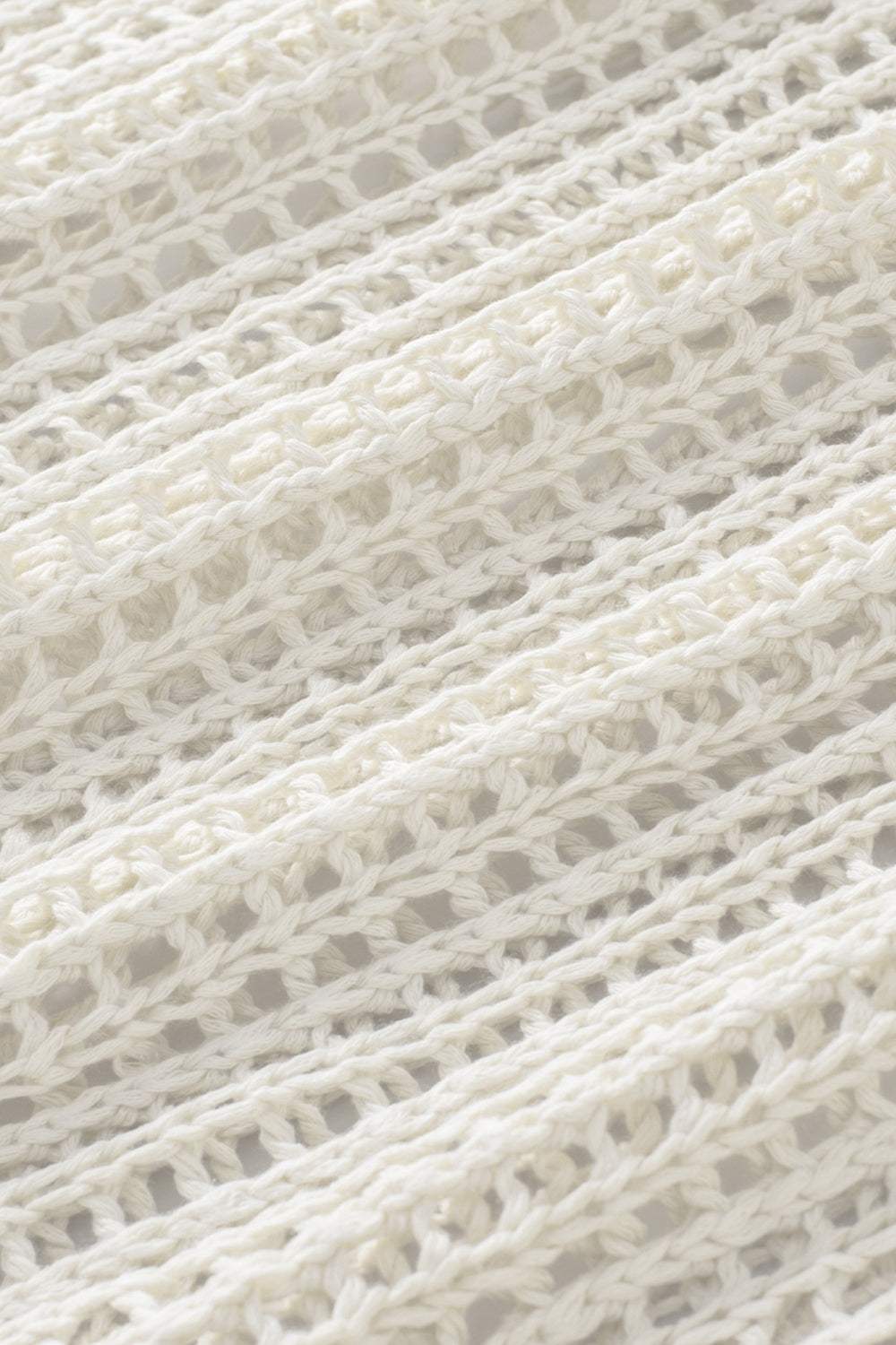 Openwork Round Neck Half Sleeve Knit Cover Up - Trendsi - Flyclothing LLC