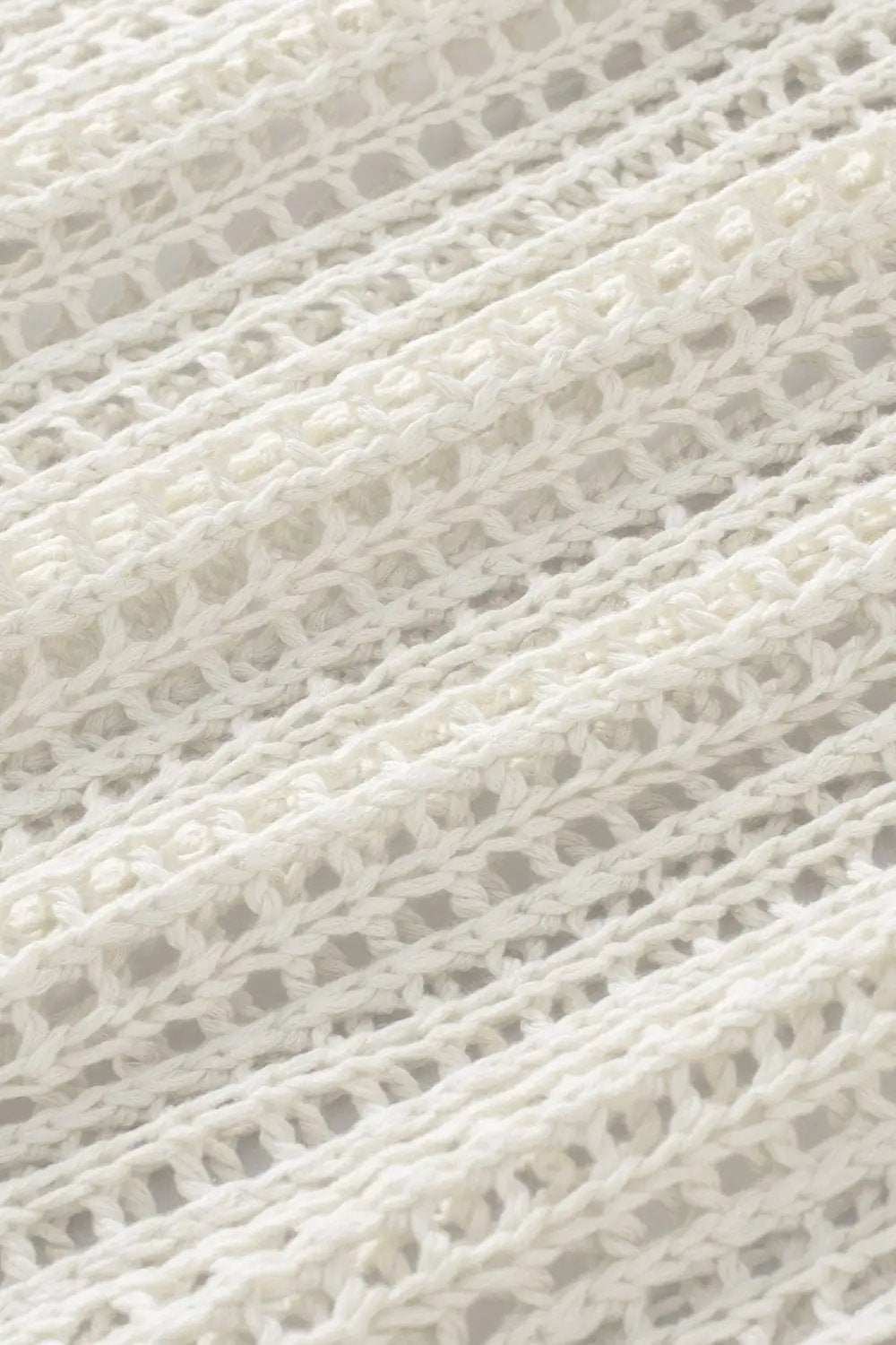 Openwork Round Neck Half Sleeve Knit Cover Up - Trendsi - Flyclothing LLC