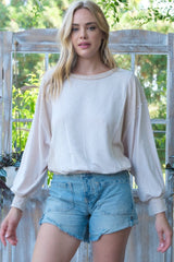 Hailey & Co Rib and Two Tone Knit Mixed Top - Trendsi