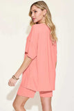 Basic Bae Bamboo Full Size V-Neck Drop Shoulder T-Shirt and Shorts Set - Trendsi - Flyclothing LLC