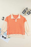 Striped Johnny Collar Long Sleeve Sweatshirt - Trendsi - Flyclothing LLC