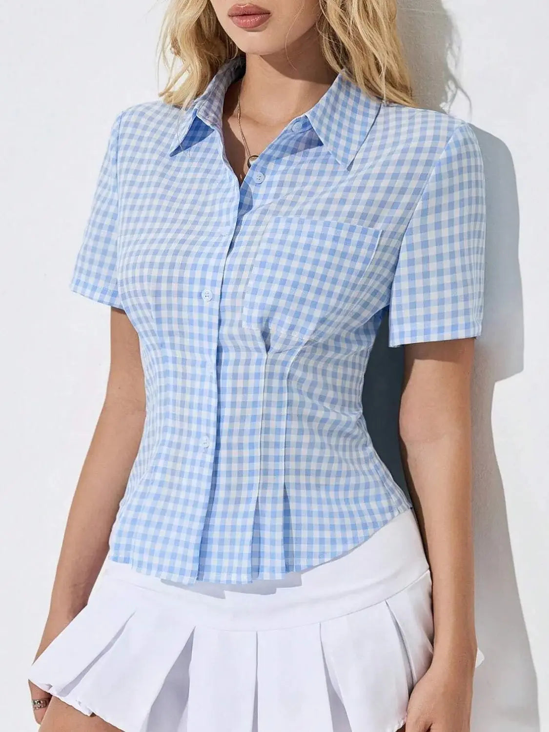 Button Down Short Sleeve Shirt - Trendsi - Flyclothing LLC