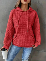 Textured Knit Drawstring Hoodie - Trendsi - Flyclothing LLC