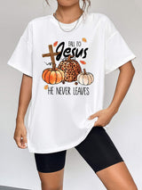Round Neck Short Sleeve Fall Season Graphic T-Shirt - Trendsi - Flyclothing LLC