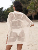 Hollow Out Collared Neck Cover-Up - Trendsi - Flyclothing LLC