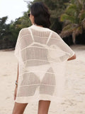 Hollow Out Collared Neck Cover-Up - Trendsi - Flyclothing LLC