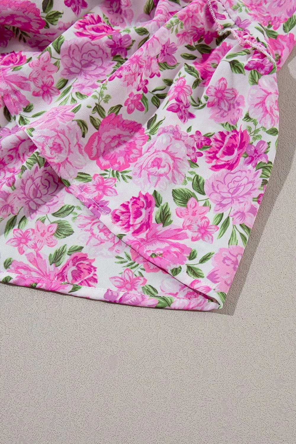 Plus Size Smocked Printed Square Neck Short Sleeve Dress - Trendsi - Flyclothing LLC